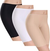 Thumbnail for your product : Voqeen Women's Anti Chafing Underwear Long Leg Knickers Briefs Sheer & Sexy Boxers Seamless Soft Ice Silk Slipshort Panties 3 Pack (Black S)