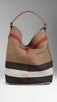 Thumbnail for your product : Burberry Medium Canvas Check Hobo Bag