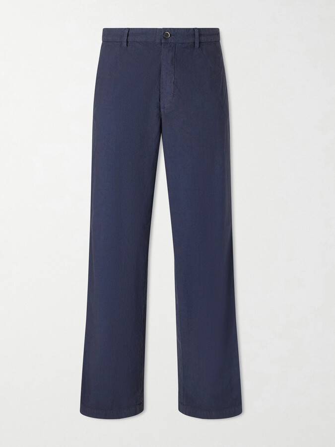 Barena Straight-Leg Garment-Dyed Cotton Trousers