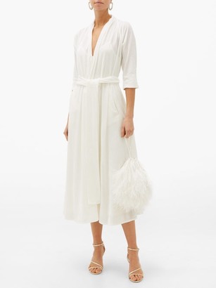 Luisa Beccaria Velvet Wrap Dress - White