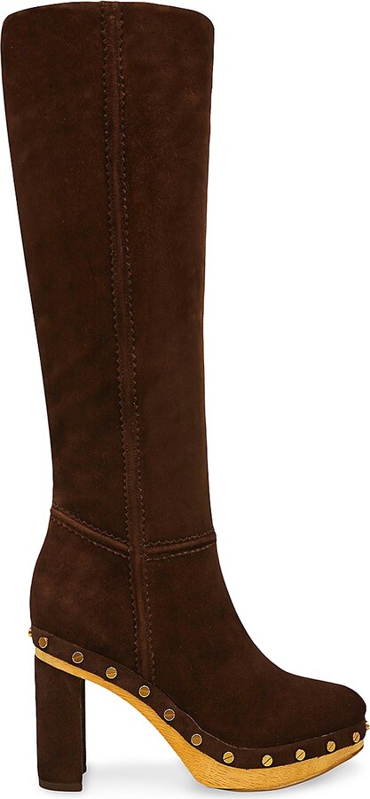 Veronica Beard Women's Glendale Suede Clog Boots Espresso Size