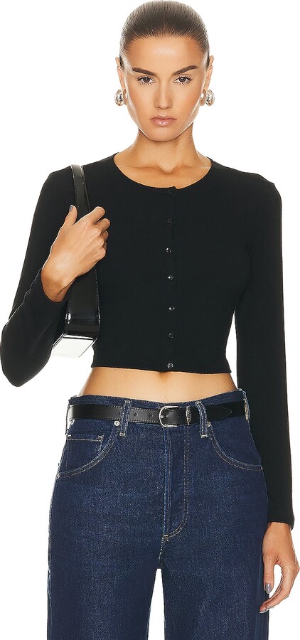 Leset Lauren Crop Cardigan in Black