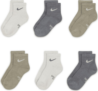 Nike Dri-FIT Little Kids' Ankle Socks (6 Pairs) in Grey