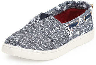 Toms Chambray Stars & Stripes Bimini Shoe, Blue, Tiny