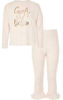 Thumbnail for your product : River Island Girls pink 'girls do It better' pyjama set