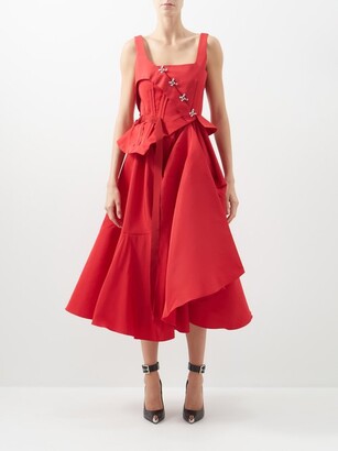 Alexander Mcqueen - Eyelet-embellished Asymmetric Bustier Gown - Red