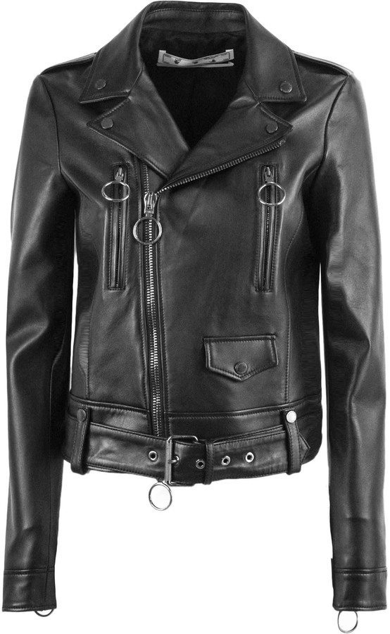 off white leather biker jacket