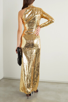 Dundas One-sleeve Bead-embellished Sequinned Organza Gown - Gold