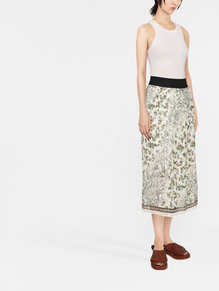 Liu Jo Pleated Mix-Print Skirt