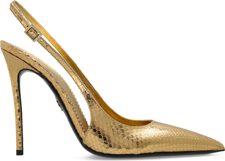 DSQUARED2 Metallic Snakeskin Slingback Pumps