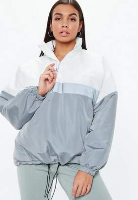 Missguided Gray Colourblock Zip Front Jacket