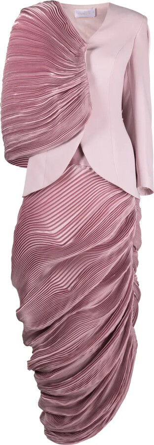 Gaby Charbachy Asymmetric Blazer-Top Long Dress