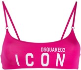 Thumbnail for your product : DSQUARED2 Icon logo print bandeau bikini top