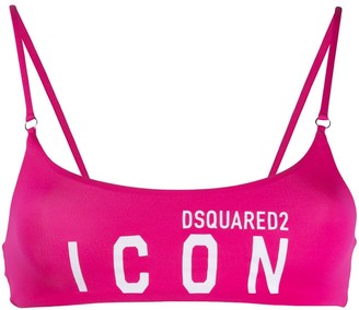 DSQUARED2 Icon logo print bandeau bikini top