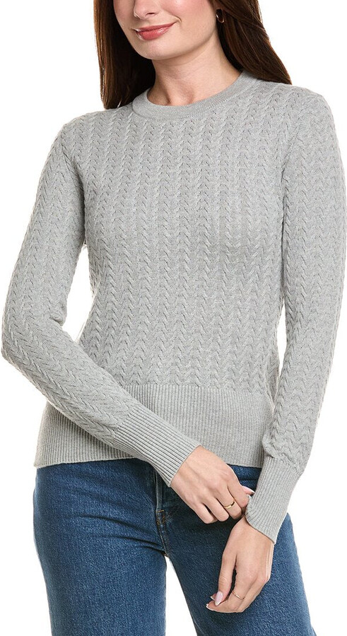 Hannah Rose Vertical Cable Cashmere-Blend Pullover