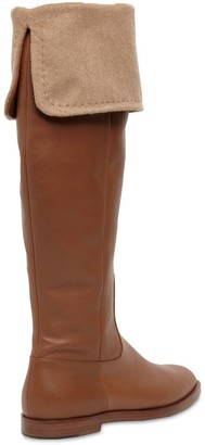Max Mara 20mm Brigg Fold-over Leather Tall Boots