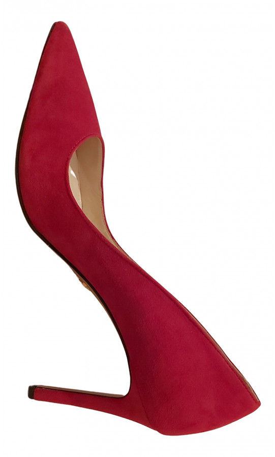 prada red suede pumps