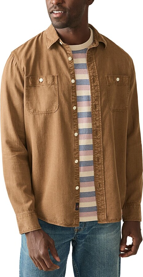 Faherty The Tried And True Chambray Linen-Blend Workshirt
