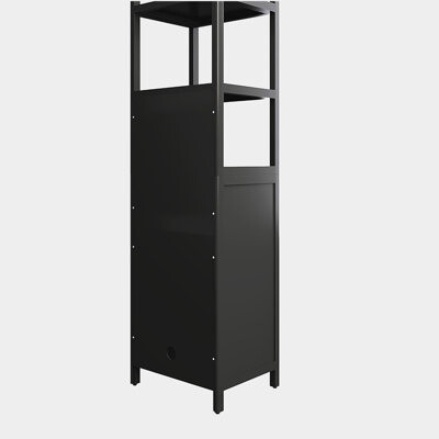 Tall Slim Cabinet with Shutter Door and 3 Tier Shelves, Freestanding Linen Tower Cabinet for Living Room, Kitchen, Bathroom Organizer