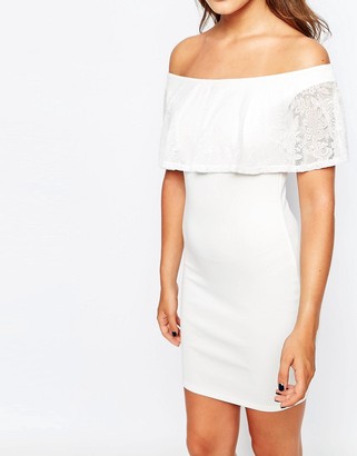 Club L Essentials Body-Conscious Dress with Lace Bardot Detail
