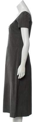 Miu Miu Short Sleeve Midi Dress Grey Short Sleeve Midi Dress