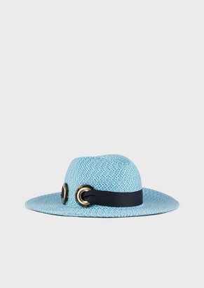 Giorgio Armani Woven Straw Hat Featuring A Ribbon With Logo