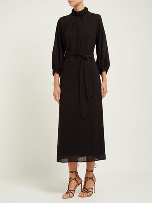 Cefinn Tie-waist Gathered Voile Midi Dress - Black Multi