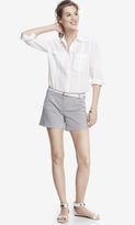 Thumbnail for your product : Express 4 1/2 Inch Striped Belted Cuffed Editor Shorts