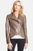 Thumbnail for your product : Elie Tahari 'Beverly' Curved Hem Leather Jacket