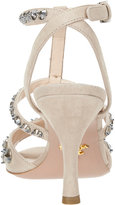 Thumbnail for your product : Prada Crystal Stud T-strap Sandals