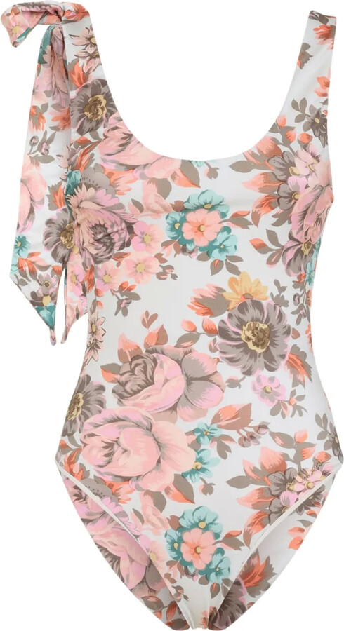 Chloé Knotted-Straps Floral Swimsuit