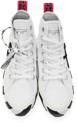 Off-White White & Black Vulcanized Mid-Top Sneakers