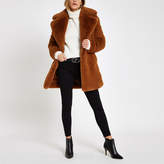 Thumbnail for your product : River Island Brown faux fur longline coat