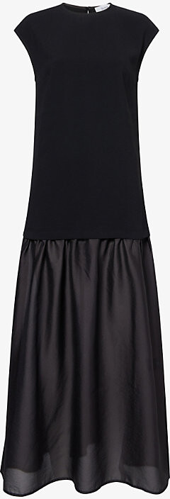 Stylein Womens Black Barnie Contrast-Layer Woven Maxi Dress L