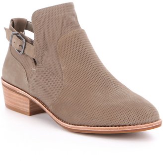GB Per-Fected Perforated Leather Buckle Stack Heel Booties