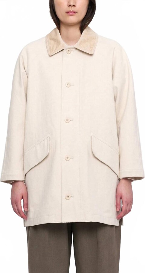 7115 by SZEKI Mid-Length Duster Coat In Off-White