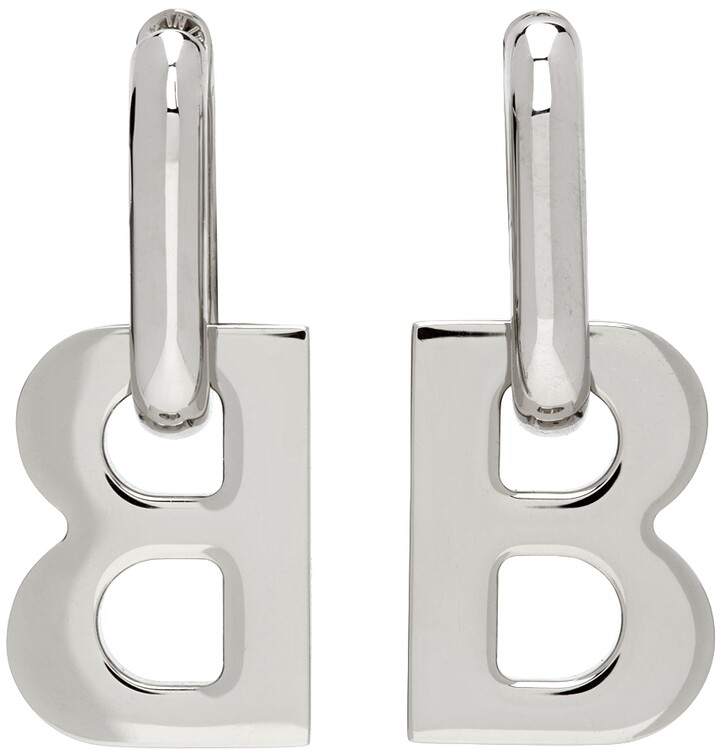 B Chain XL Earrings in Silver Balenciaga