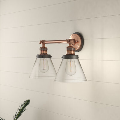 Longshore Tides Angelos 2-Light Dimmable Antique Copper Vanity light