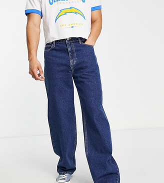Collusion x014 extreme 90s baggy jeans in blue with white stitch - ShopStyle