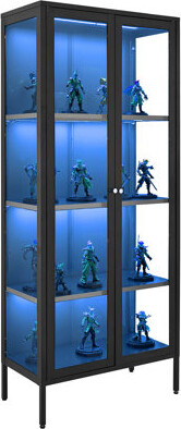 VEVOR Lighted Display Cabinet with Glass Doors 66 in Tall 4-Tier Curio Cabinet