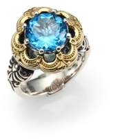 Thumbnail for your product : Konstantino Hermione Blue Topaz, 18K Yellow Gold & Sterling Silver Floral Ring