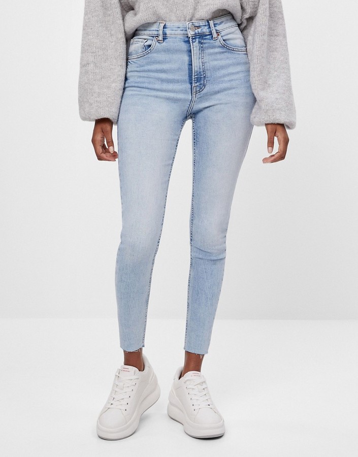 Bershka skinny jean in bleach blue - ShopStyle