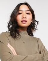 Thumbnail for your product : Brave Soul Petite Lizzie high neck smock dress in khaki