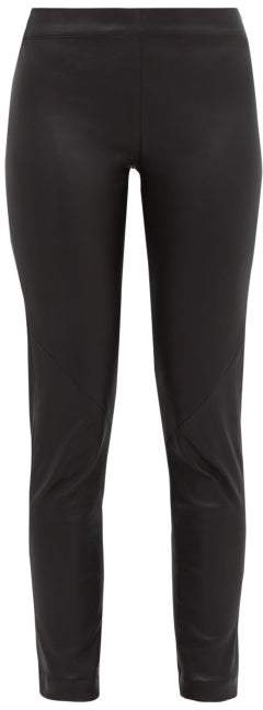 womens slim leg black trousers