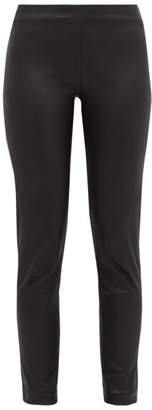 womens slim leg black trousers