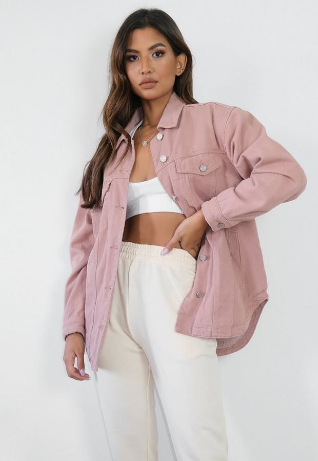 blush borg cropped trucker jacket