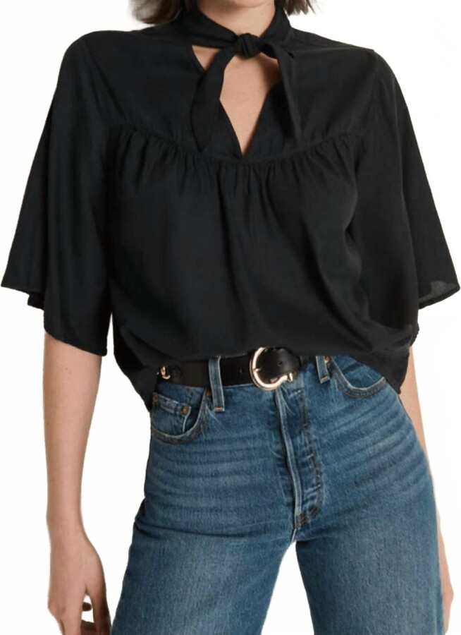 Nation Ltd. Valerie Tie Neck Top In Jet Black
