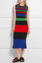 Thumbnail for your product : Moschino Boutique Striped Stretch-knit Midi Dress - Red