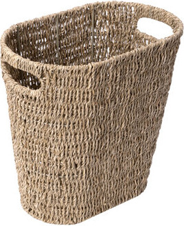 StorageWorks Wicker Waste Basket, Wicker Trash Basket with Built-in Handles, Handwoven Water Hyacinth Trash Can, Wicker Garbage Can for Bedroom, Bathr
