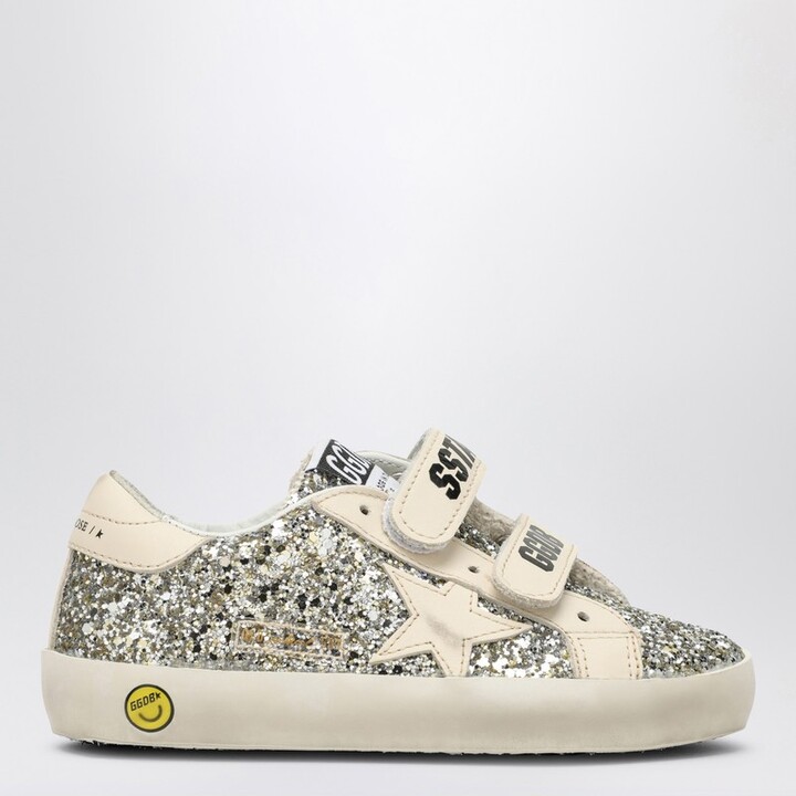Golden Goose Old School sneaker in platinum/cream glitter